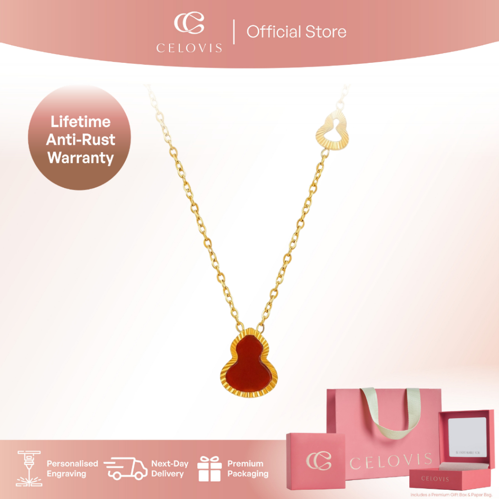 [ RM88 เท่านั้น + RM5 VOUCHER ] CELOVIS Hong Yun "红运" สร้อยคอโซ่ Hulu Blessing สีทอง