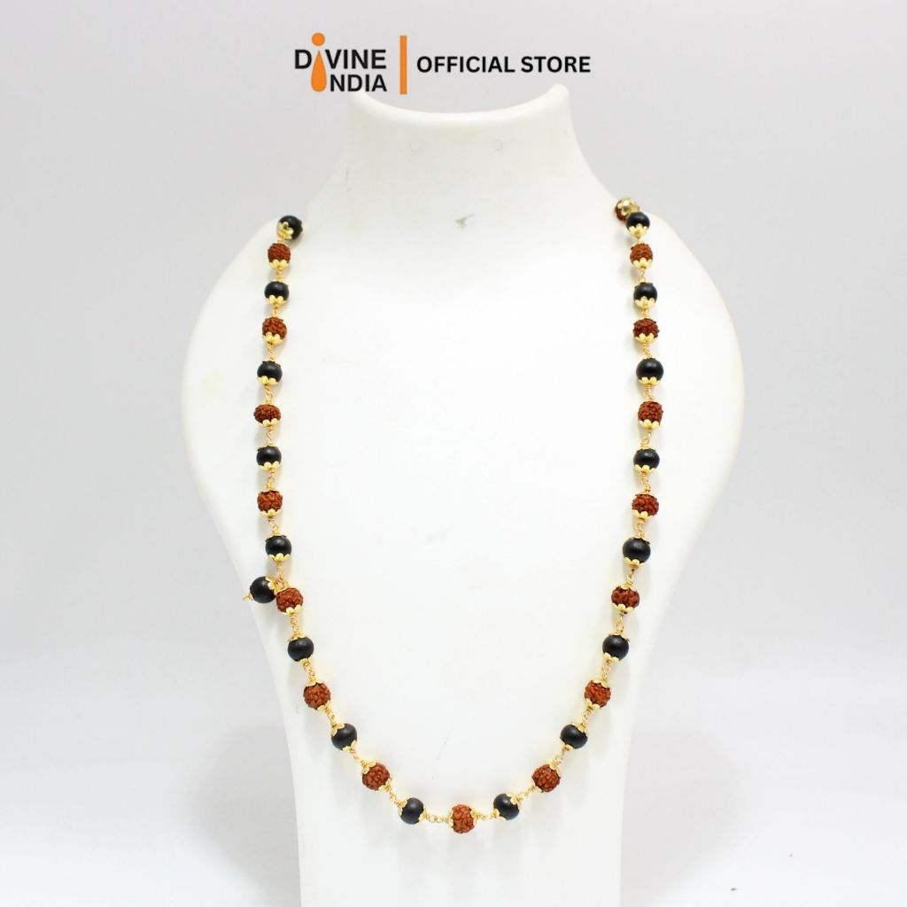 5 Face Rudraksha & Karungali Mala 8MM 54 ลูกปัด Rudraksha Mala Kali Mala สําหรับ Unisex