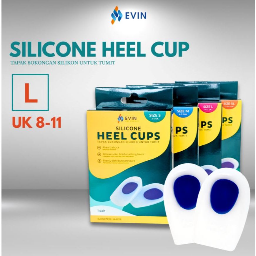 EVIN SILICONE HEEL CUP-SIZE L(8-11 UK)-1PAIR