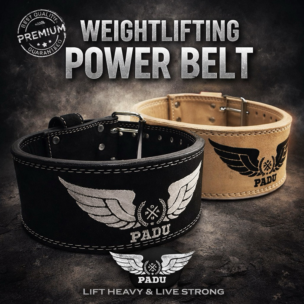 การแข่งขันยกน้ําหนัก Power Belt Leather PaduGears Gym Belt