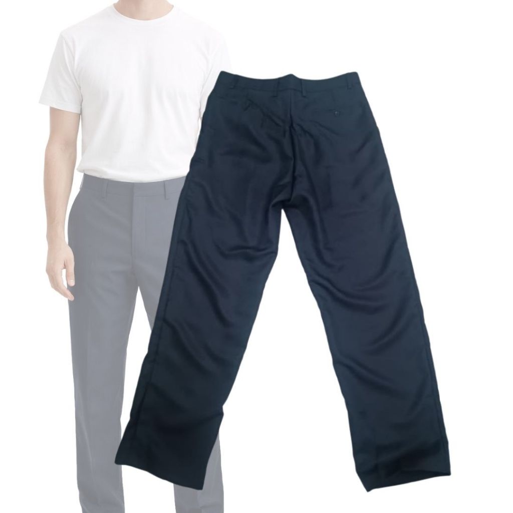 TENACARE Men กางเกงทางการสีน้ําเงินเข้ม Regular Fit Office Seluar Slacks Kerja Lelaki สบาย