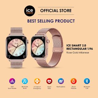 Ice-Watch ICE smart 2.0 rectangular 1.96 - Rose Gold Milanese [024562]| AMOLED | Bluetooth | Fitness Tracker