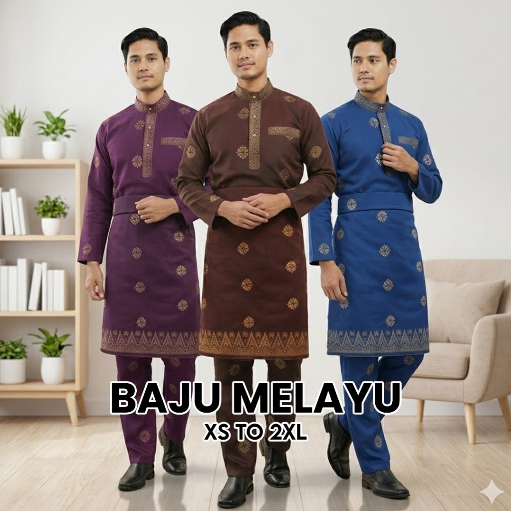 เสื้อผ้ามาเลย์ | ไซส์ XS_2XL | WOVEN Songket |ทอคอตตอน100% |ชุดเดรสผู้ชาย