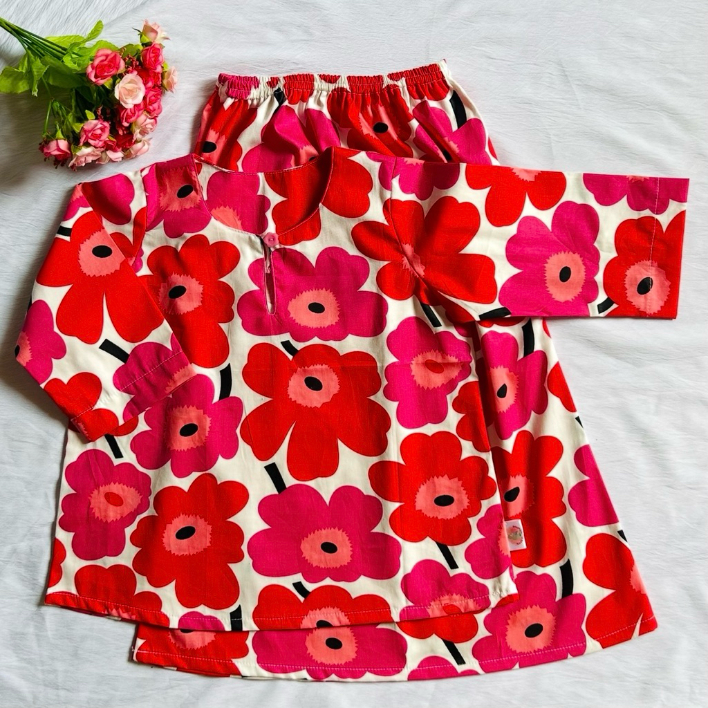 RAYA 2025 Baju Kurung Budak Kids Raya Cotton Floral sejuk Baju Raya
