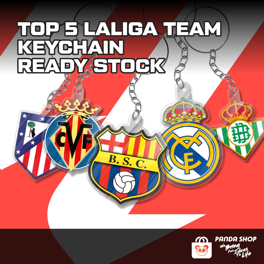 TOP 5 LALIGA TEAM KEYCHAIN UV INK PRINT LOGO TEAM BOLASEPAK LALIGA