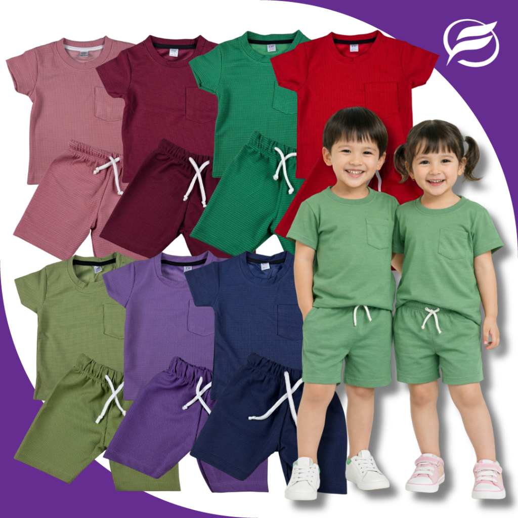 WAFFLE PLAYSET, WAFFLE STREET SET 1Y - 6Y (เสื้อและกางเกงขาสั้น) สําหรับ BOYS AND GIRLS