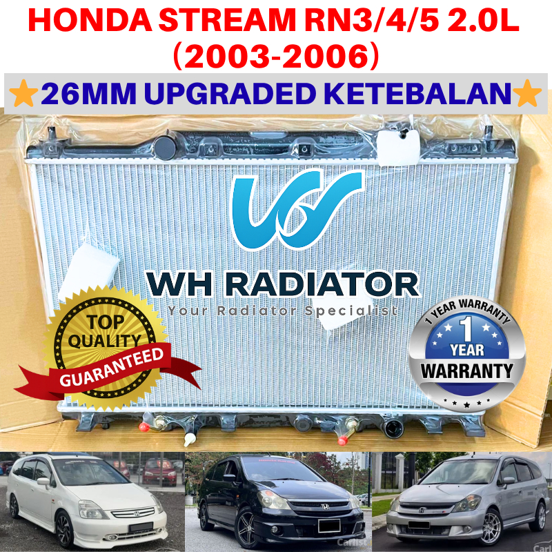 HONDA STREAM 2.0 RN3/4/5 (26 มม.) หม้อน้ํา AUTO/MANUAL สองชั้น Tangki Air