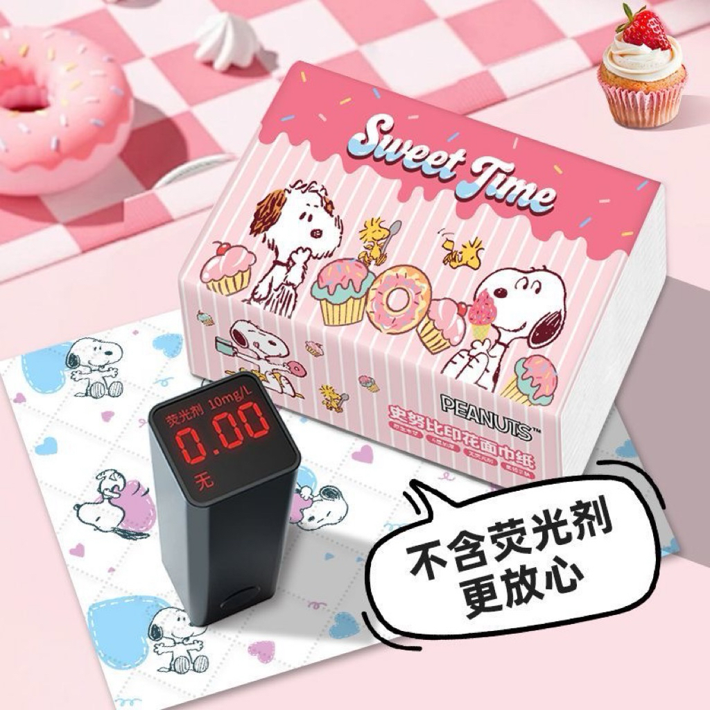 Snoopy Sweet Time กระดาษเช็ดหน้าพิมพ์ลาย Virgin Wood Pulp รูปที่ 2
