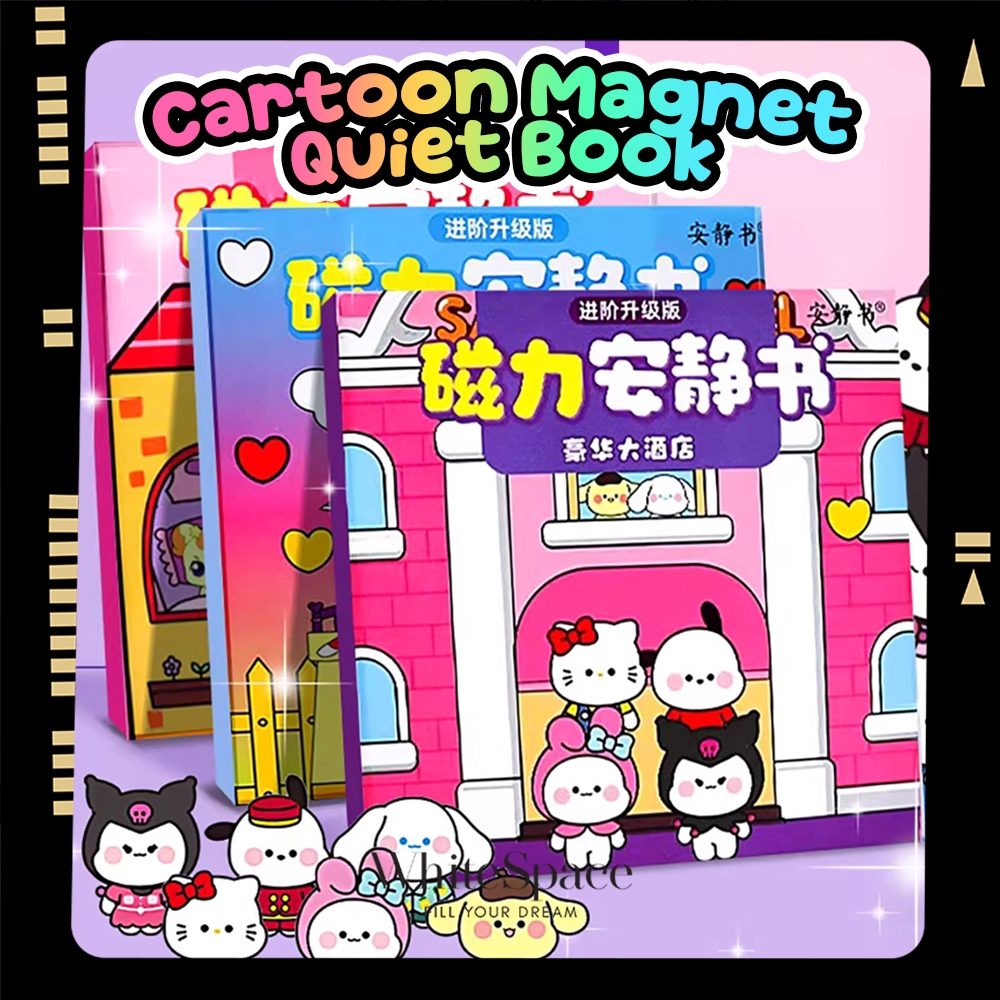 Whitespace Kids Magnetic Quiet Book Buku Magnet Quiet Book น่ารักการ์ตูนสติกเกอร์กิจกรรม Book 儿童性安书