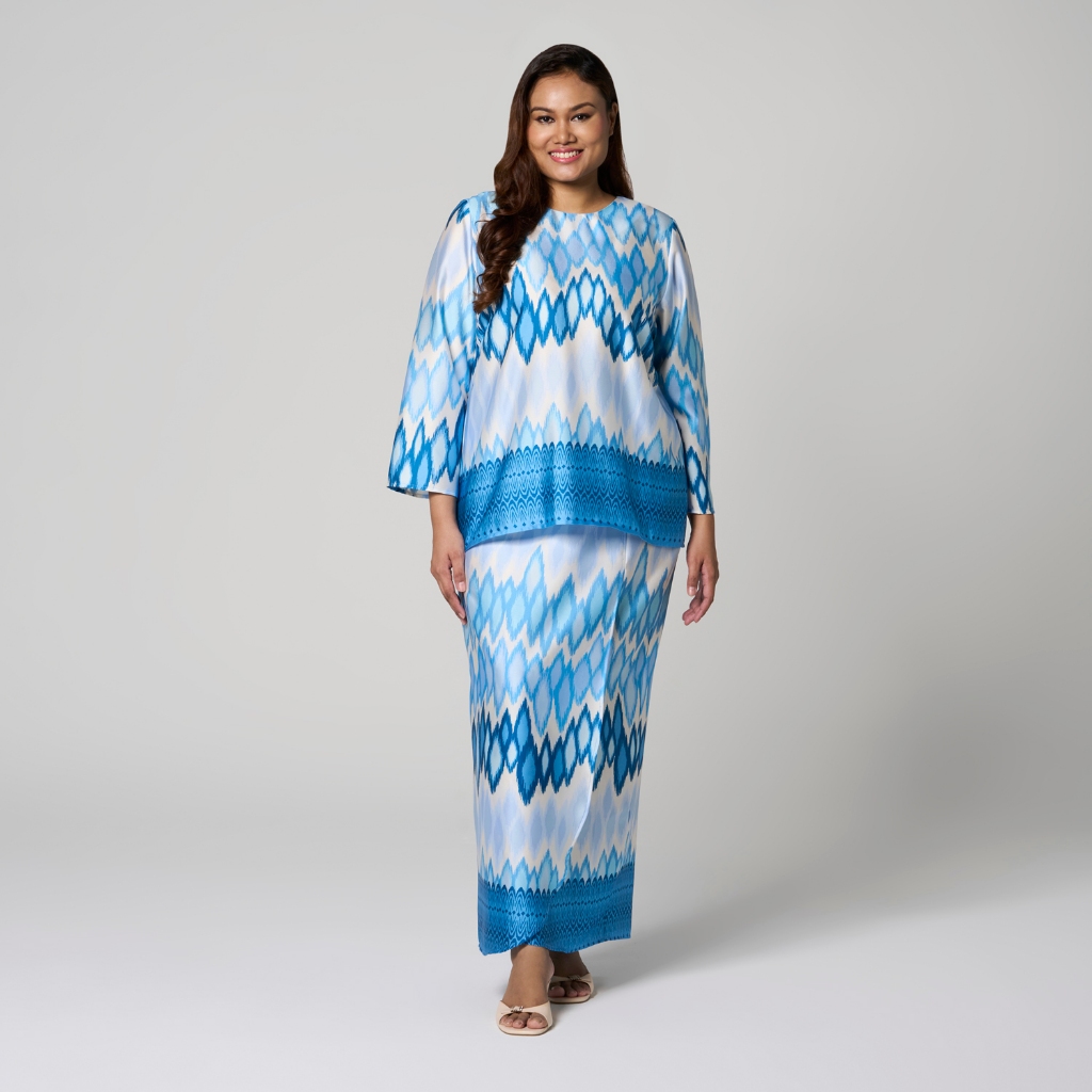 นางสาว READ Ikat ชุดคุรูงพิมพ์ลาย Size UK12-24 Navy MB63549-C