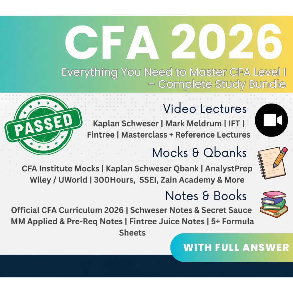 2026/2025 CFA ระดับ 1 Ultra Bundle- Schweser, Mark Melrum, IFT, UWorld Wiley, หนังสือเรียนอย่างเป็นท
