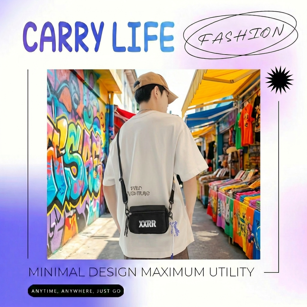 Sling Bag Man Portable Crossbody Bag Mini Bag Simple Shoulder Bag