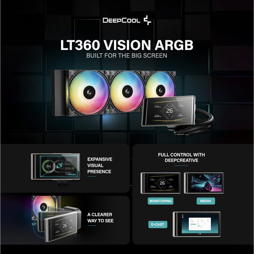 DeepCool LT360 VISION ARGB CPU Cooler พร้อมจอ 4.5" / รองรับ LGA1851 & AM5