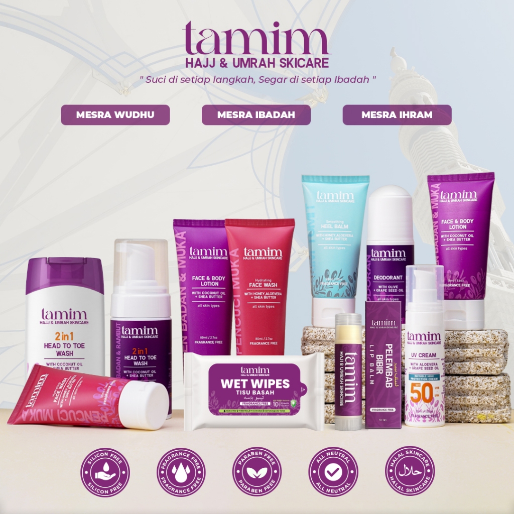TAMIM UMRAH & HAJJ SKINCARE - ชุดสมบูรณ์ของ MESRA IHRAM (4IN1 SET & 6IN1 SET) HAJJ UMRAH COSMETICS
