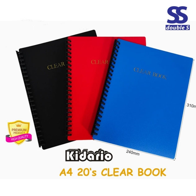 KIDARIO A4 Clear Holder 20Pages Ring