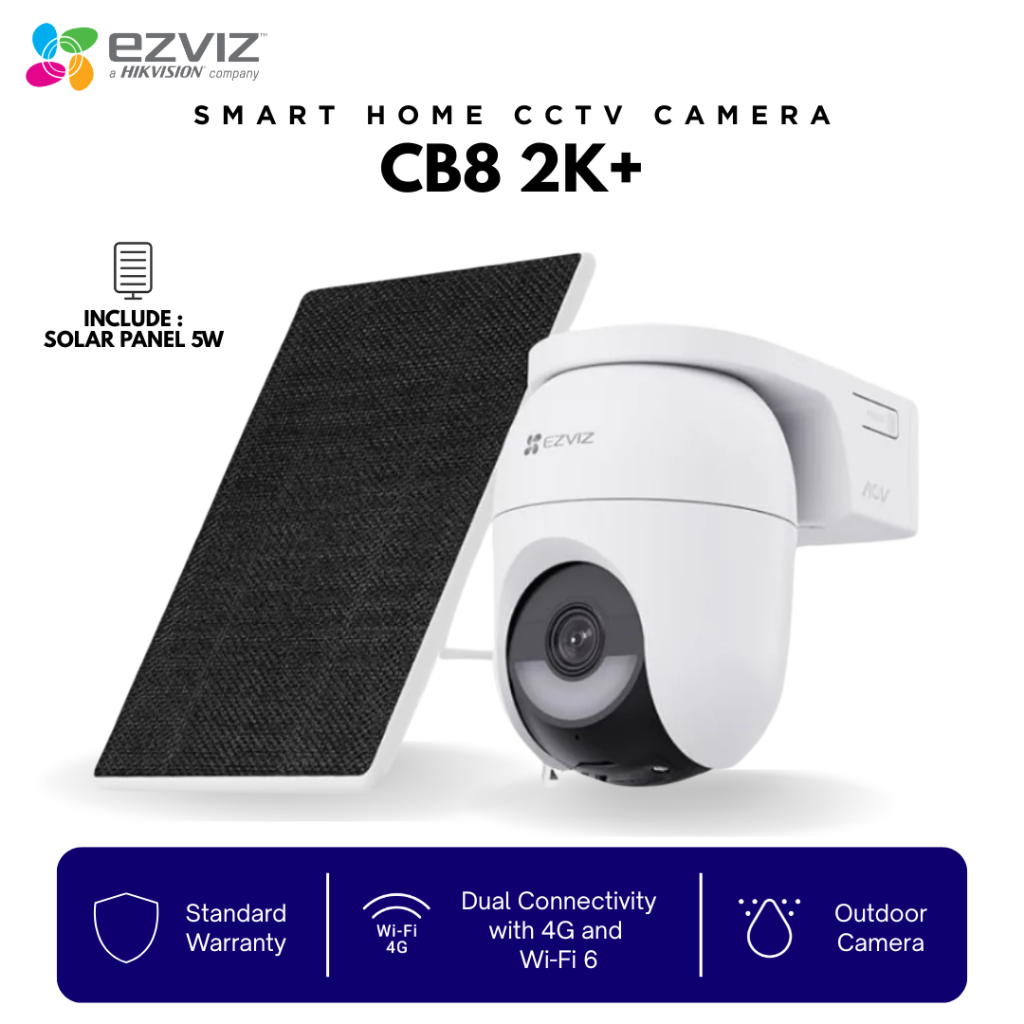 HIKVISION EZVIZ CCTV (ยี่ห้อ Top Global) EB8/CB8 KIT Wifi Battery 2K 4G Auto Track 360 Color Night