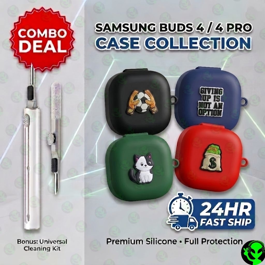 ALIEN STUDIO เคส Samsung Buds 4 Pro 3D สไตล์เคสซิลิโคนระดับพรีเมียม + ปากกาทําความสะอาด + เชือกเส้นเ