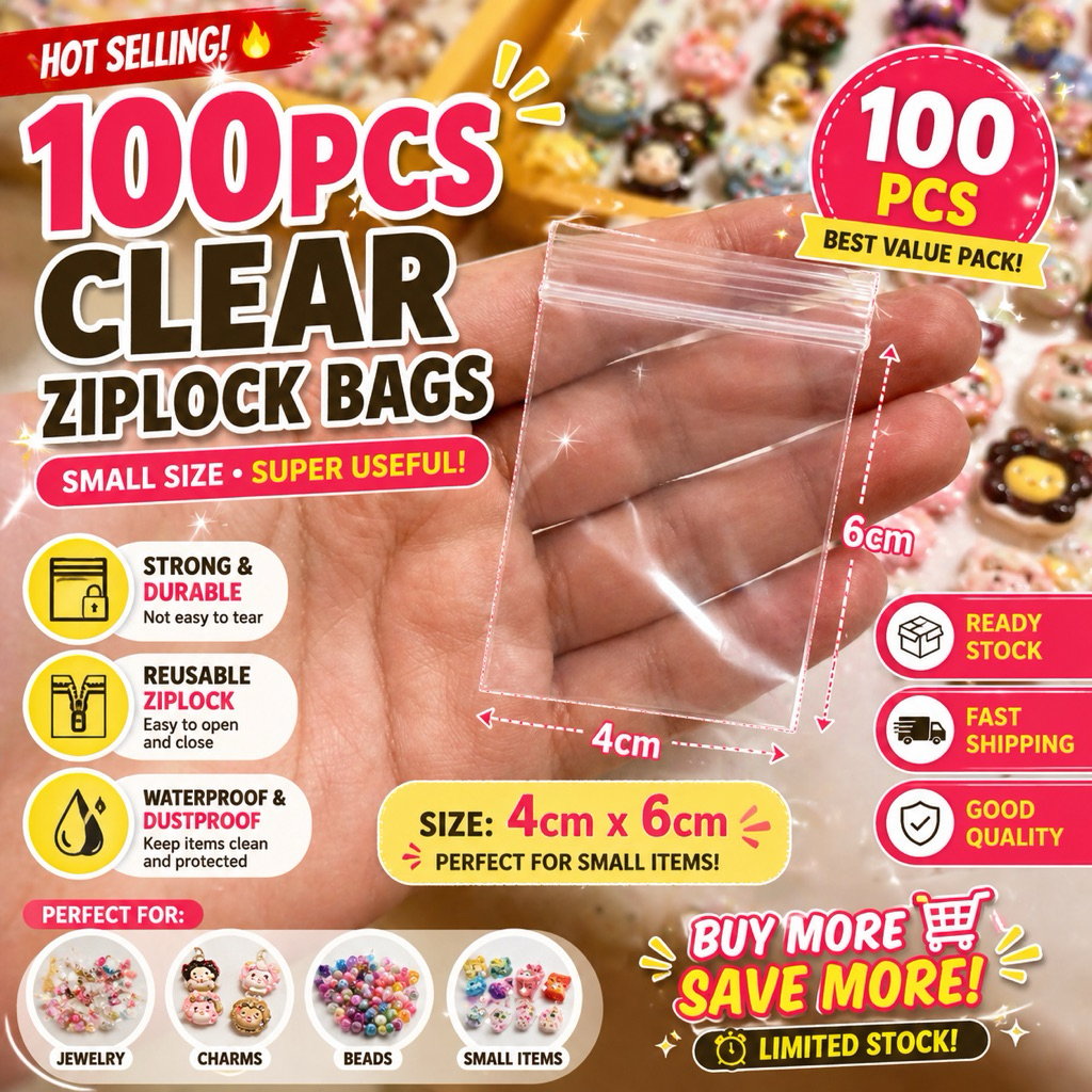 100 ชิ้น/ถุง Zip lock ถุงพลาสติกใส(4x6)(5x7)