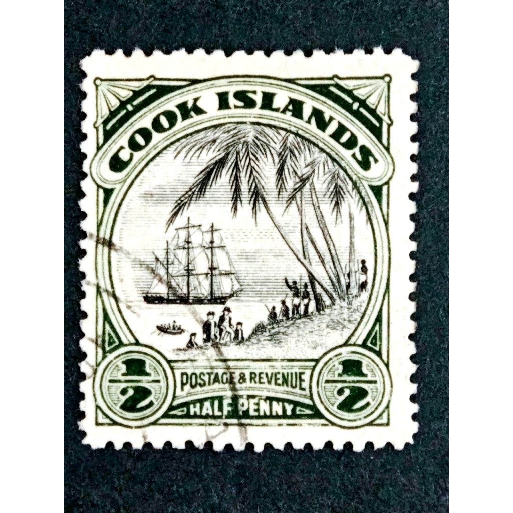 Cook Islands 1944 Motives ท้องถิ่น 1/2pence - แสตมป์มือสอง 1 ชิ้น / ชุดem