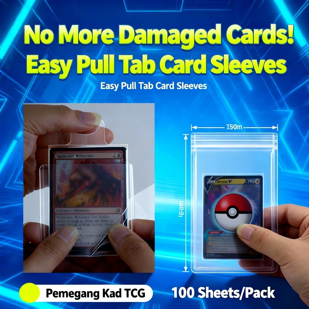 100-500 ชิ้นดึงแท็บการ์ดแขน 67x92 มม. 10C Easy-Remove Pokémon ONEPIECE Digimon MTG TCG 字卡套 卡膜