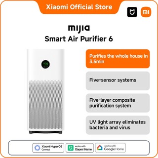 Xiaomi Mijia Smart Air Purifier 6 | 443m³/h CADR, HEPA Filter, UV LED, 5 Sensors, PM 2.5/10 Removal, Low Noise, 29-50㎡