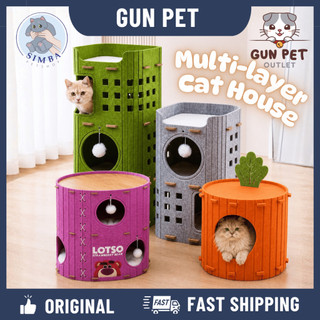 GUN PET Pet Felt Condo House Foldable Bed Scratching Dog Cat Katil Tempat Tidur Khemah Kucing VML