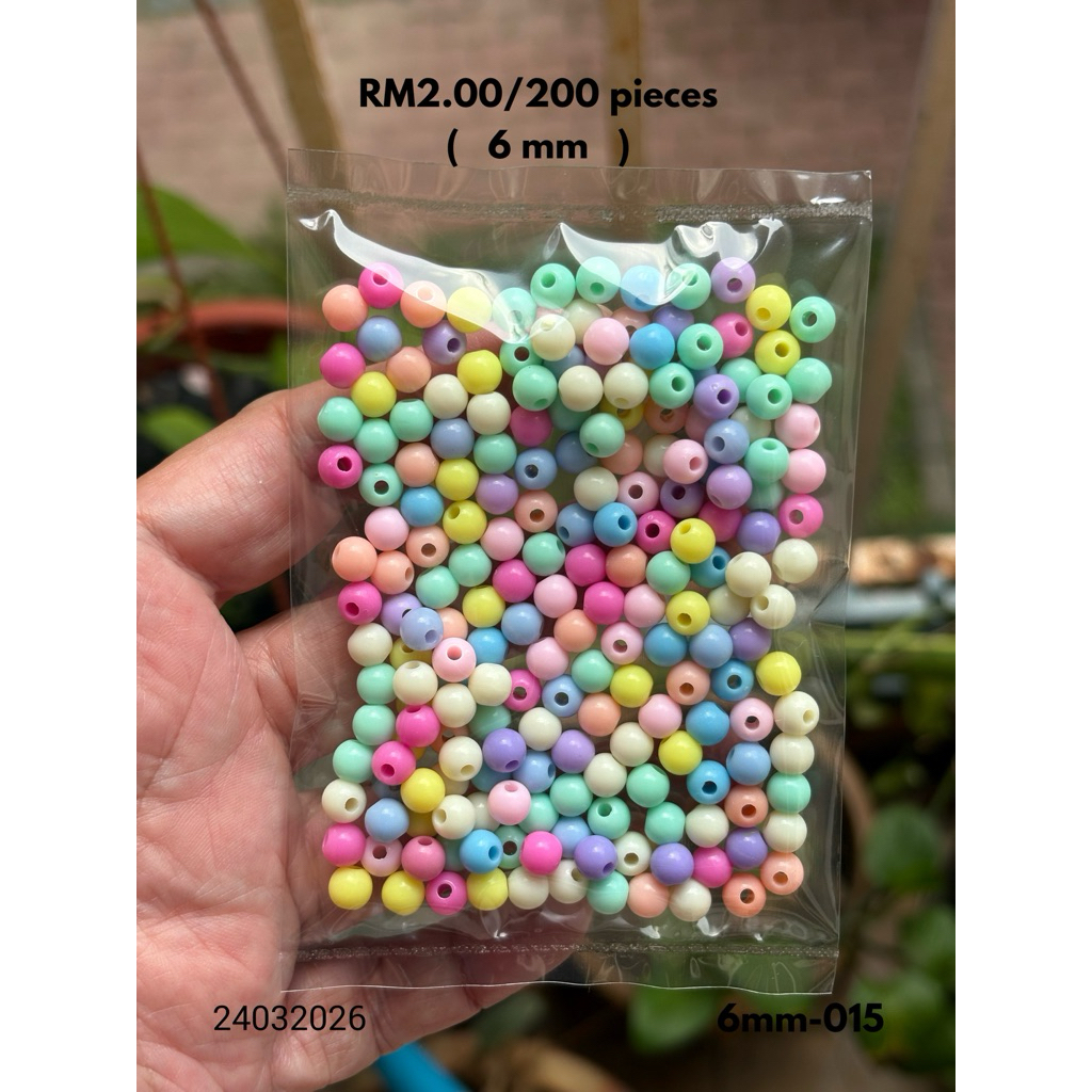 RM2.00/200 ชิ้น : 6mm-015 - Bead - Manik - 6 mm