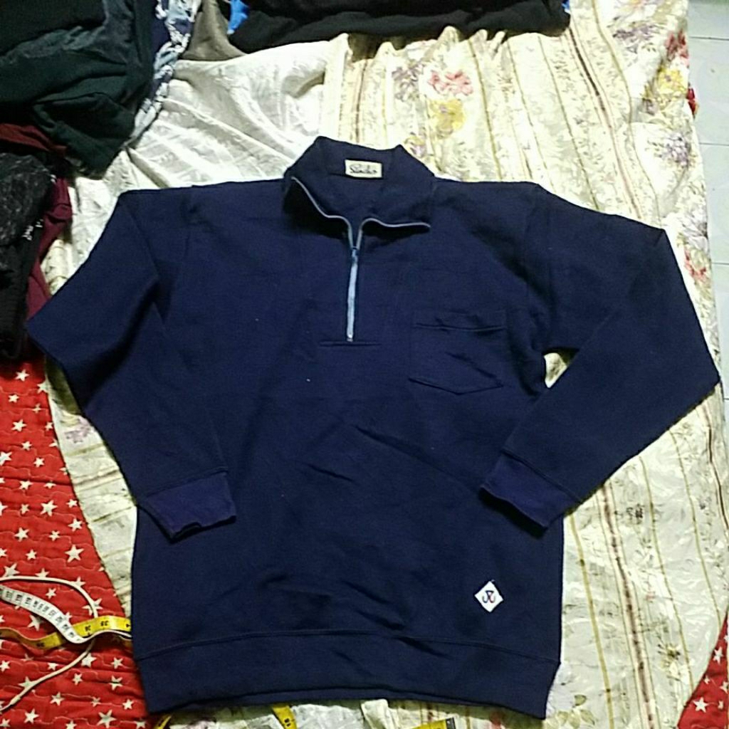 SANCHO SWETER UP ZIPPER PLAIN NAVY BLUE SIZE 19.5X25 INCH