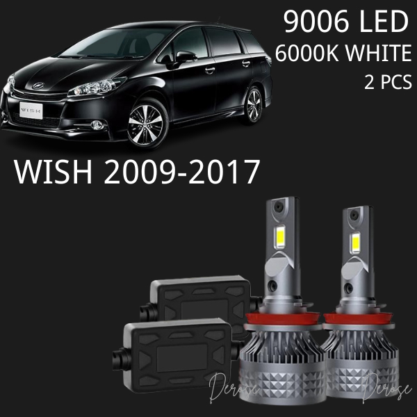 Toyota Wish 2009-2017 9006 ไฟหน้ารถ LED ไฟหน้าหลอดไฟ 2 ชิ้น 6000 พัน