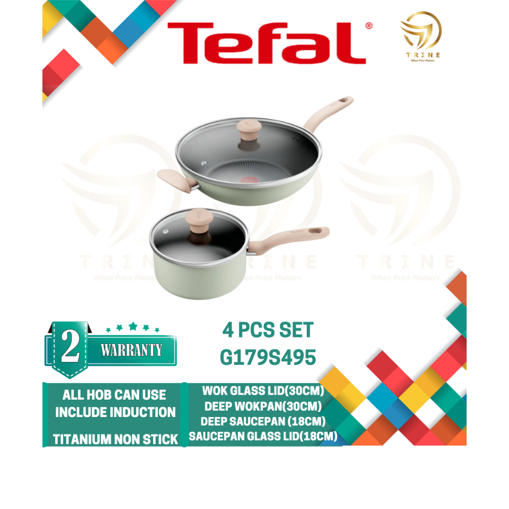 TEFAL SO MATCHA NON STICK COOKWARE SET ชุด 4 ชิ้นพร้อม LID TITANIUM NON STICK G179S495