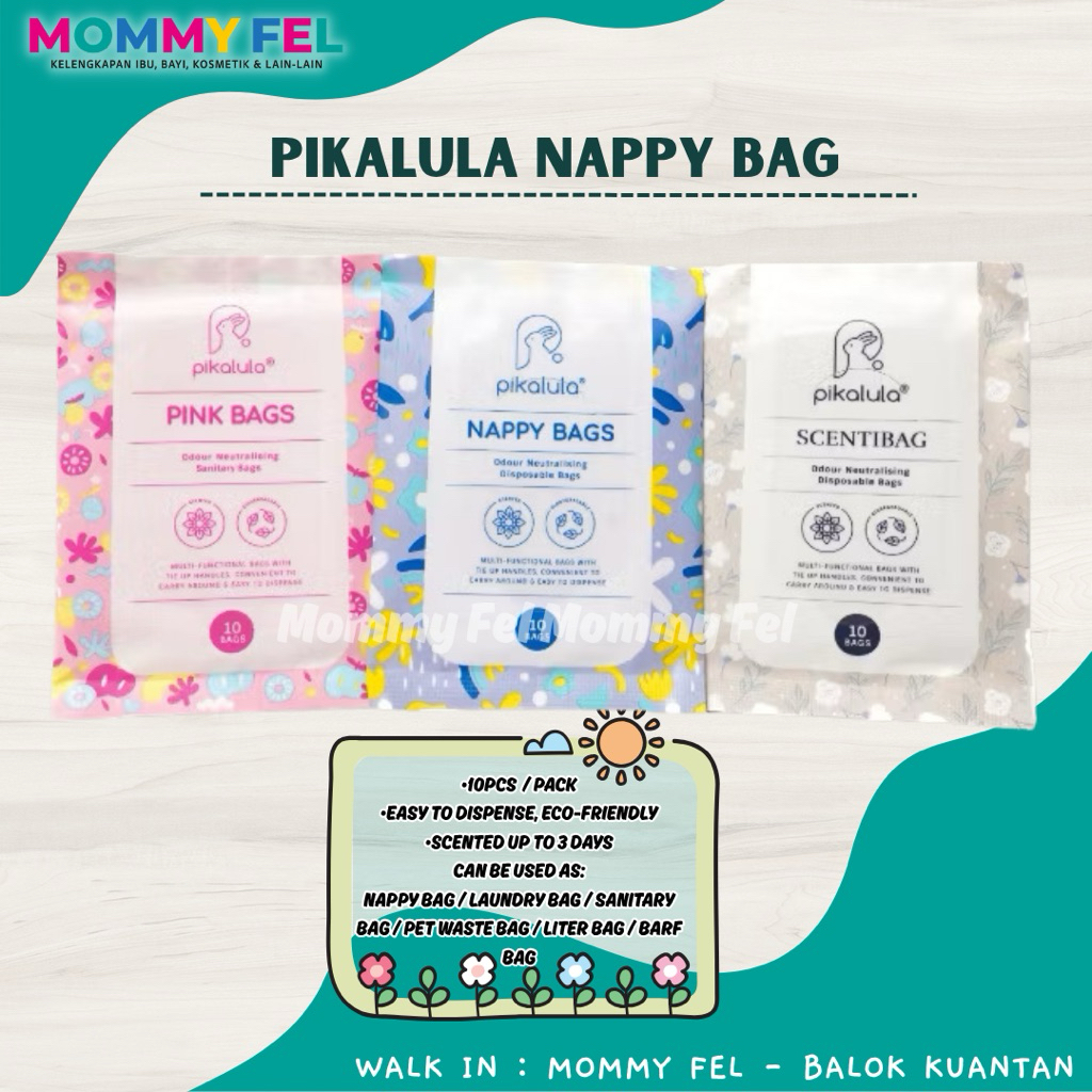 PIKALULA NAPPY BAG FRAGRANT TASH BAG สําหรับทารก LAMPIN NAPPY BAGS ODOUR NEUTRALING BAG BIODEGRADABL
