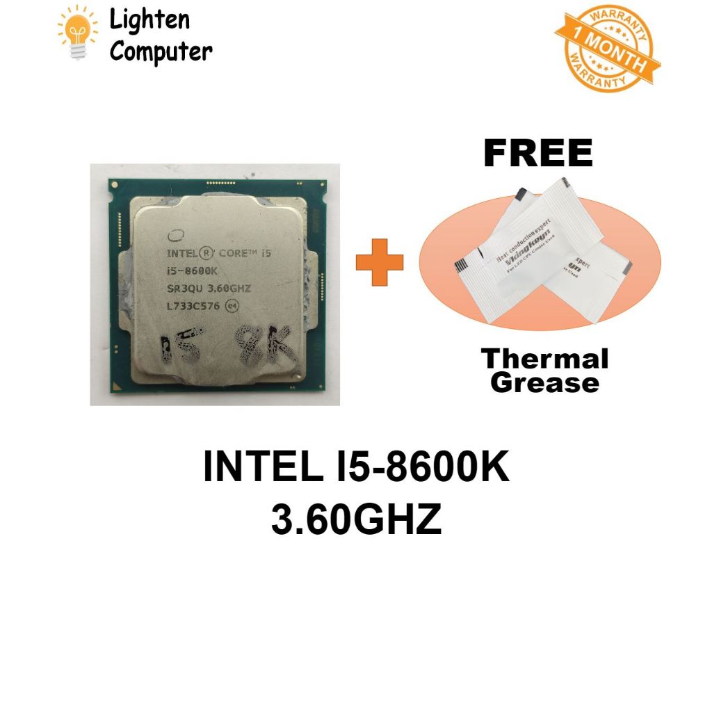 USED INTEL CORE i5 8600K PROCESSOR 3.60GHZ | เกลียว 6 แกน 6 | 95W | แอลจีเอ 1151 | I5 8600K