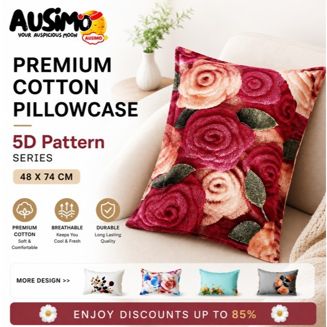 5D PATTERN SERIES AUSIMO PC7055-PC7059 ผ้าฝ้ายพรีเมี่ยมลาย Sarung Hometal Selesa/PillowCase47x74 ซม.