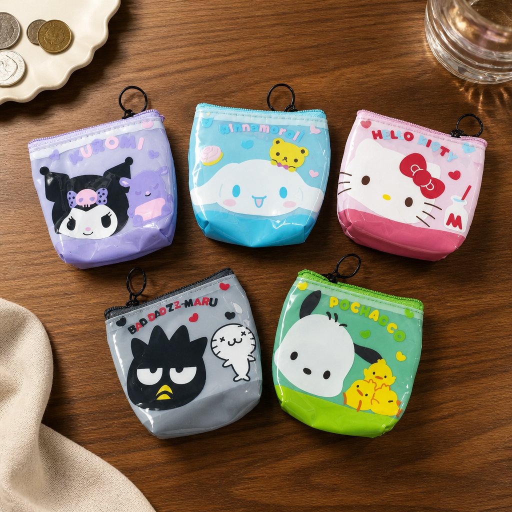 TW9 Kids PVC Coin Wallet Waterproof Wallet Sanrio Small Wallet with Zip