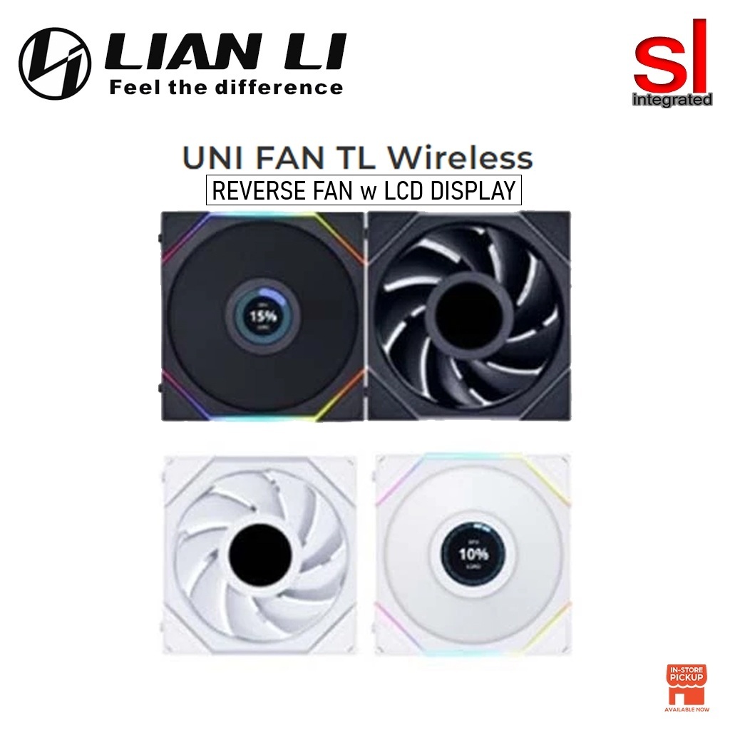 Lian Li UNI FAN TL120/TL140 LCD Wireless Reverse ARGB Fans - สีดํา/ขาว