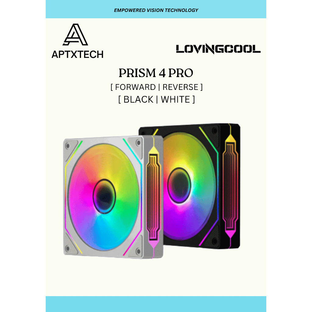 PRISM 4 PRO ARGB CASE พัดลมสีดํา/WHITEV ARGB 3Pin 12CM พัดลมปลอก PWM 4PIN