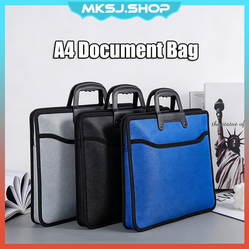 A4 File Folde Document Bag Seminar Bag Zipper File Bag ขยาย Seminar Drawing กระเป๋าหีบเพลงแบบพกพา