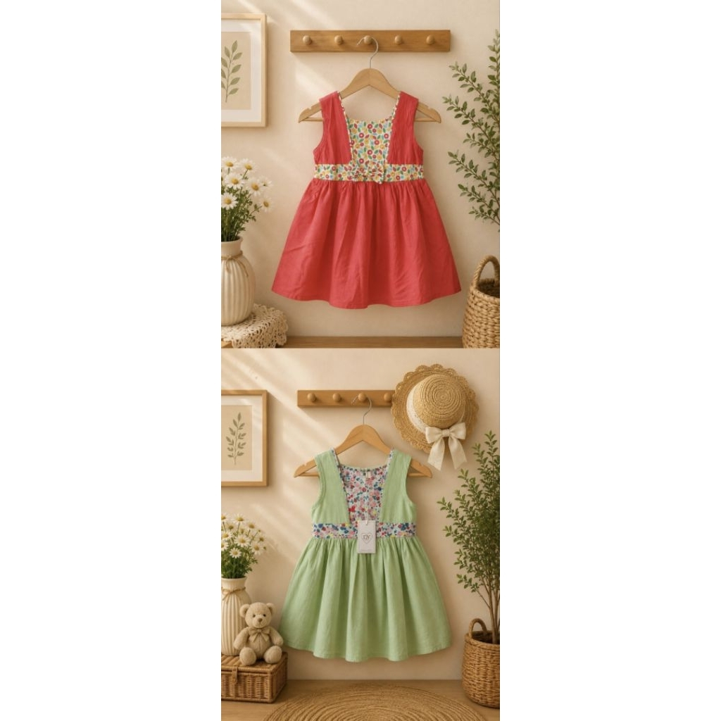 เสนอราคา DRESS/GAUN SLEEV€LES$ FULL C0TTON 10M-5Y
