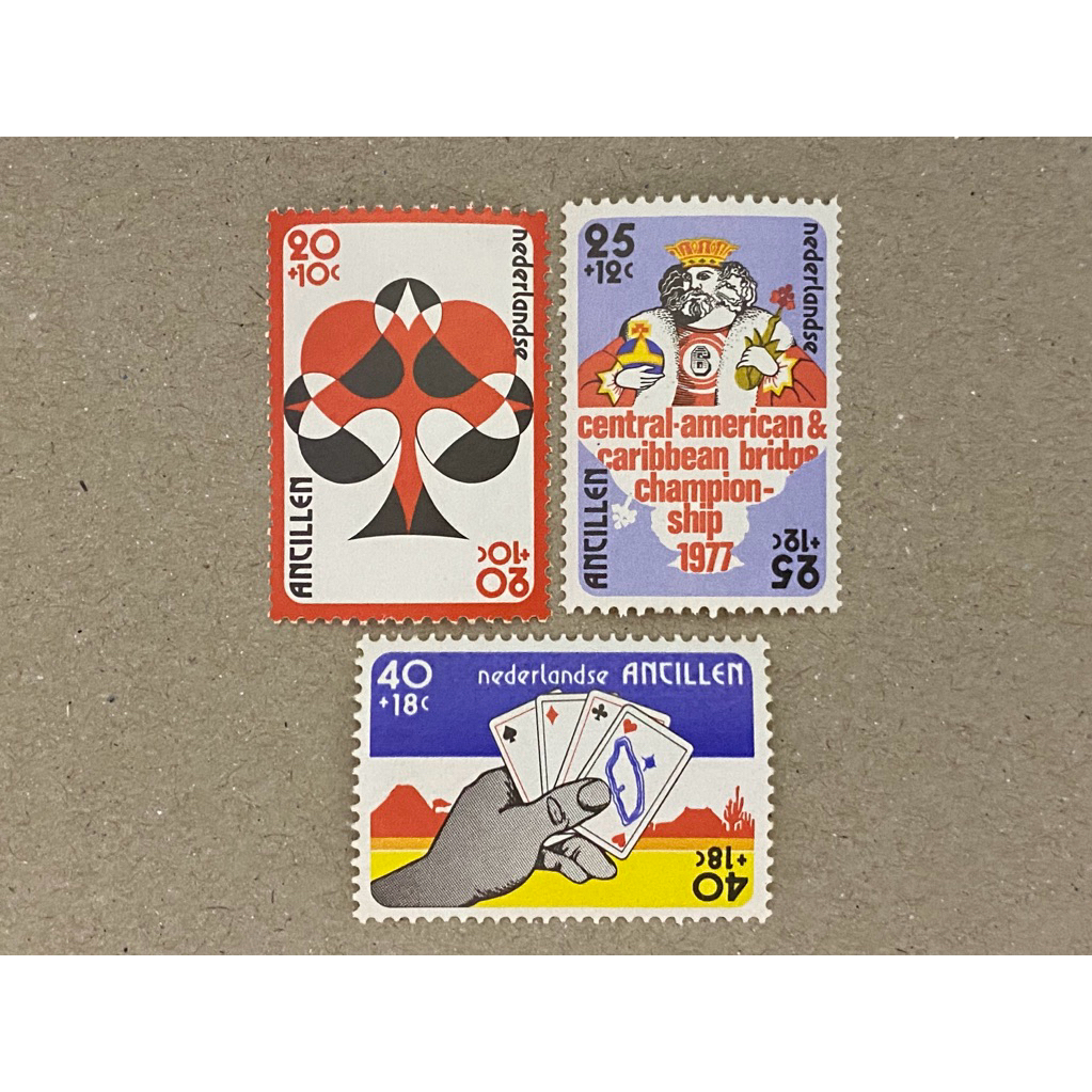 {JK} MEL เนเธอร์แลนด์ Antilles 1975 - Central And Caribbean Bridge Championship Stamps 3V MNH (สีเหล