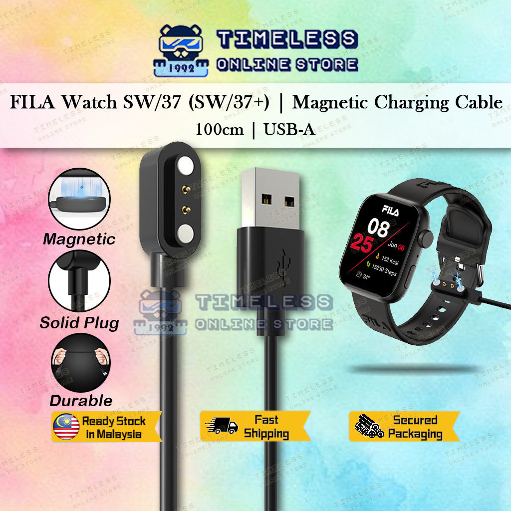 🇲🇾 สายชาร์จแม่เหล็ก USB สําหรับ FILA Watch SW/37 (SW/37+) รับประกัน 3 เดือน 100cm (smart watch sw37 