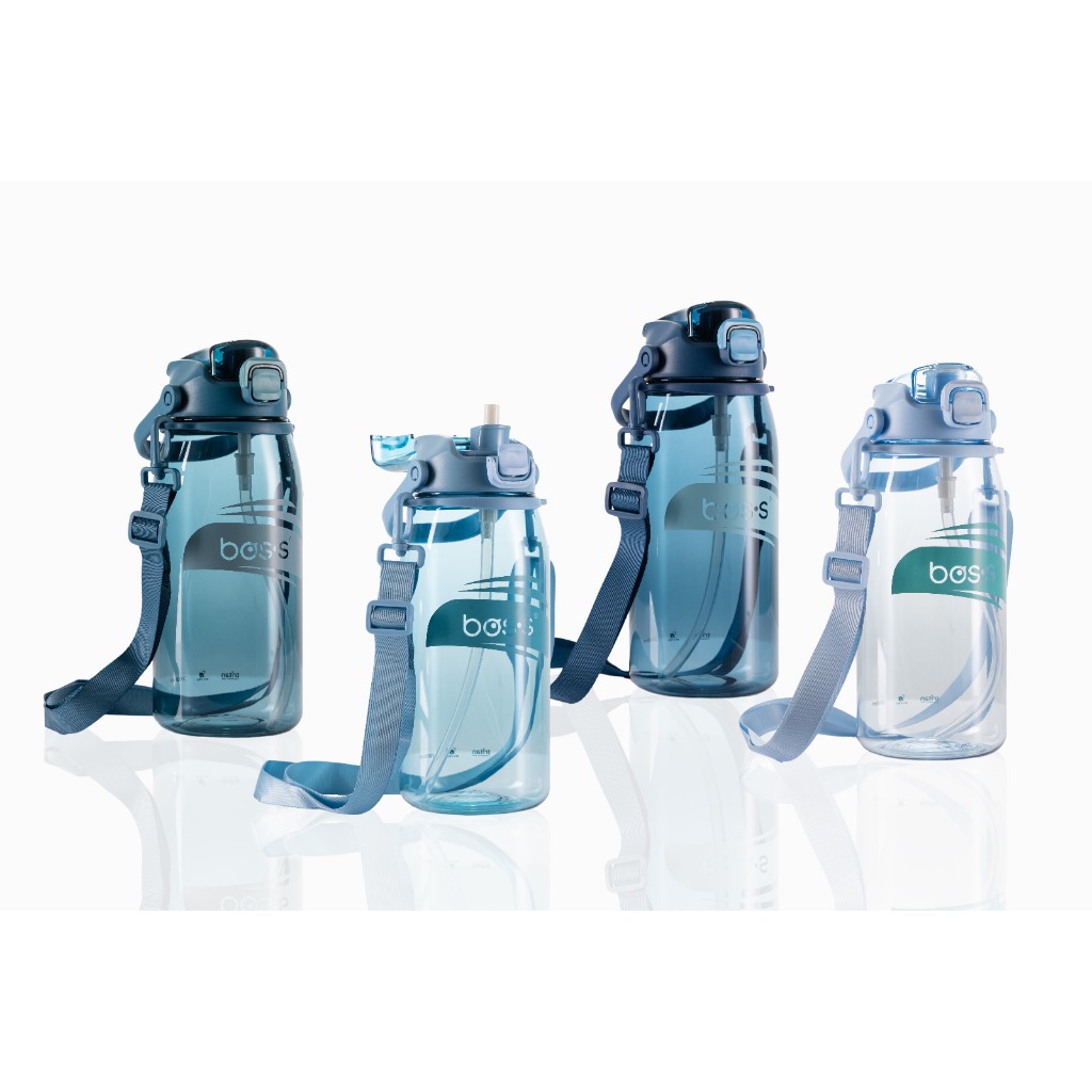 *Bonaus U* Bos Bottle พร้อมหลอดและสายรัด 2000ml Travel Bottle วัสดุ Tritan BPA Free Drinking Bottle 
