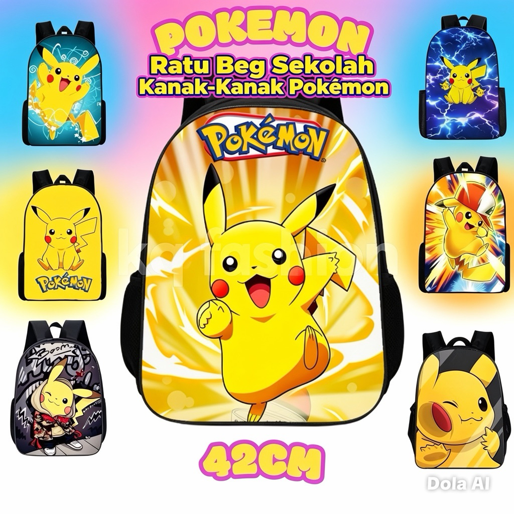 PIKA BEG 42CM Pika003 Japan Fashion Pikachu Beg Viral Beg belakang Beg galas Backpack Bagpack