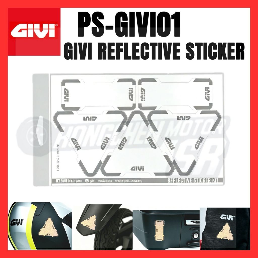 PS GIVI01 GIVI REFLECTIVER ชุดสติ๊กเกอร์ GIVI PS 01 SAFETY 1 ชิ้น GREY