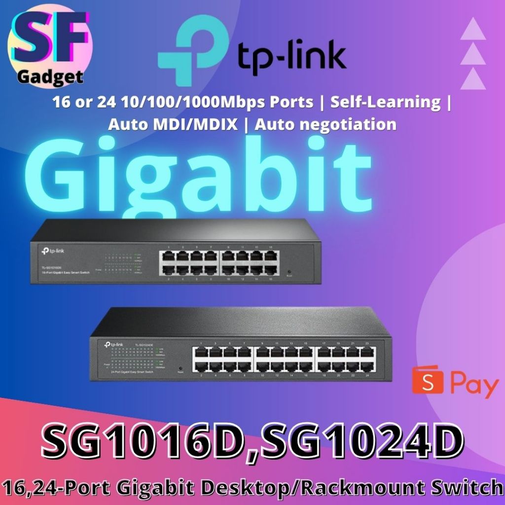 TP-Link TL-SG1016D ,TL-SG1024D 16 , 24-Port Gigabit Desktop/Rackmount Switch Plug n Play