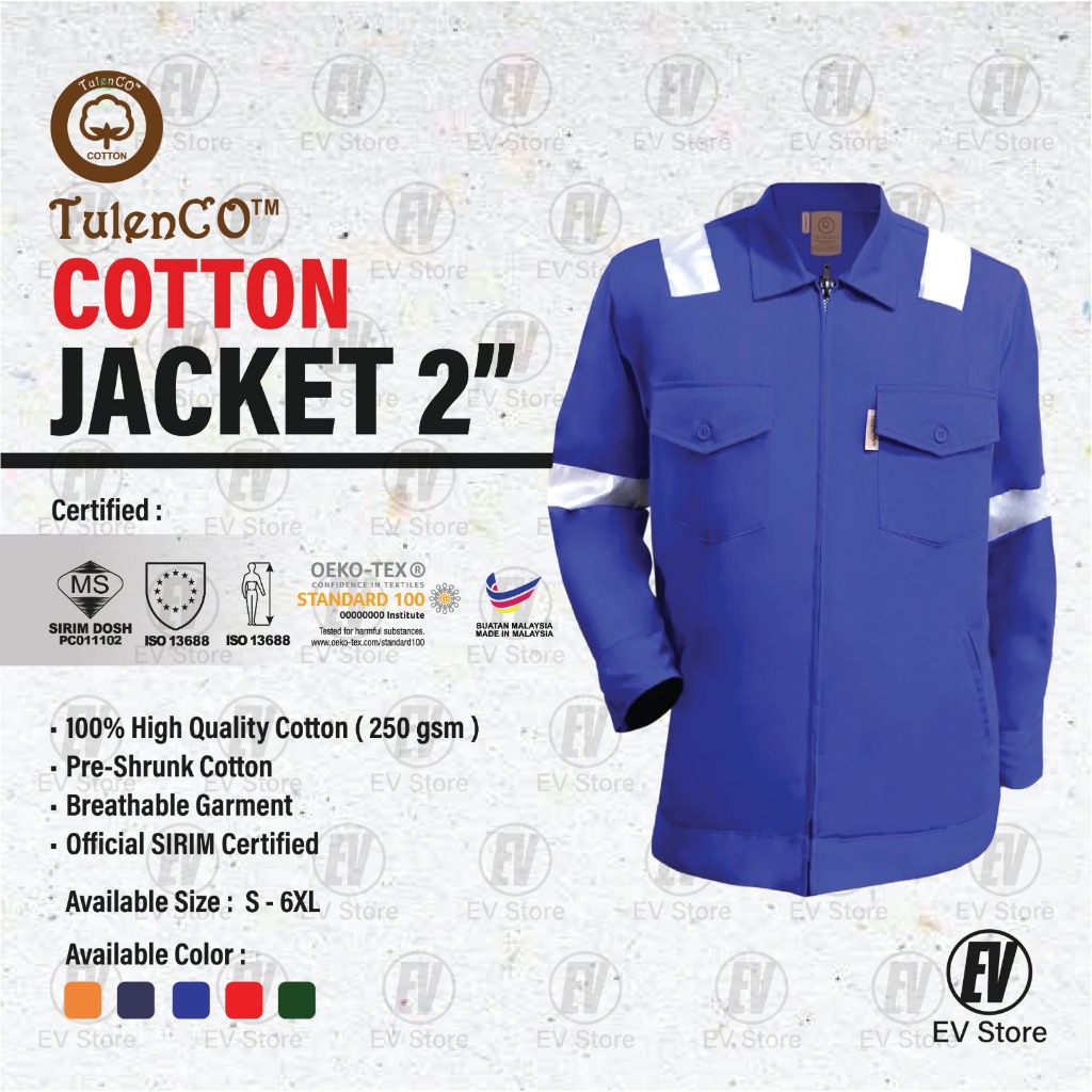 Tulen Jacket 2" Reflector Safety Cotton Workwear Heavy Duty Jacket - 240gsm - Baju Kerja Keselamatan