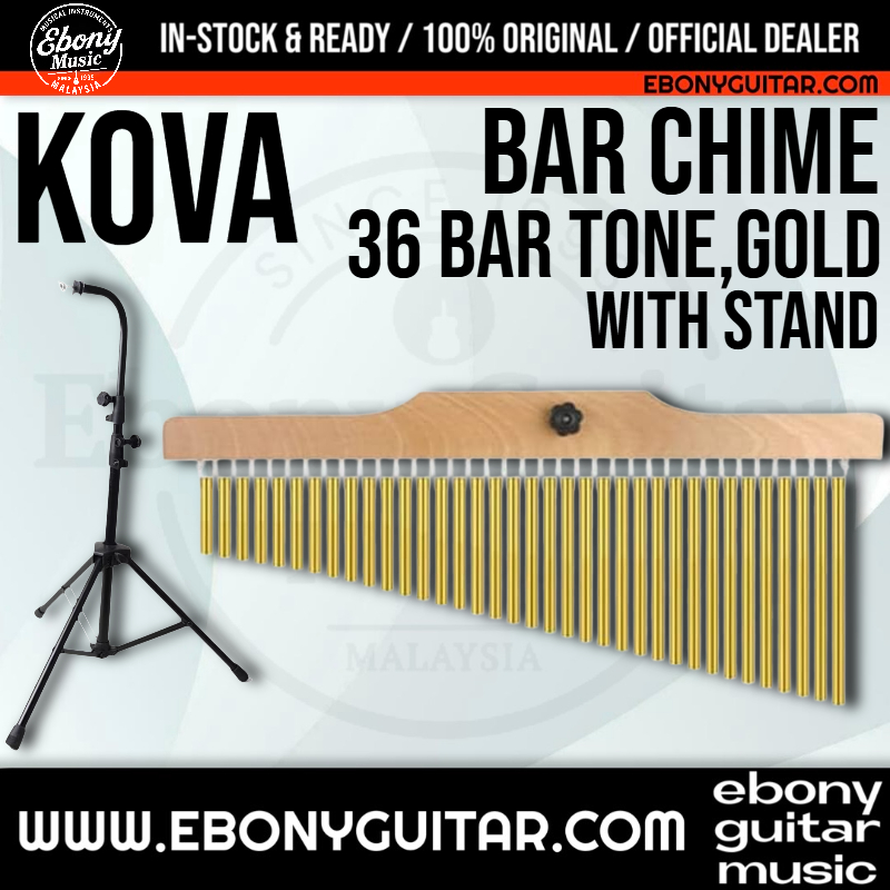 Kova 36-Bar Single Row Chimes Gold - Professional Percussion Bar Chimes พร้อมขาตั้งปรับระดับได้