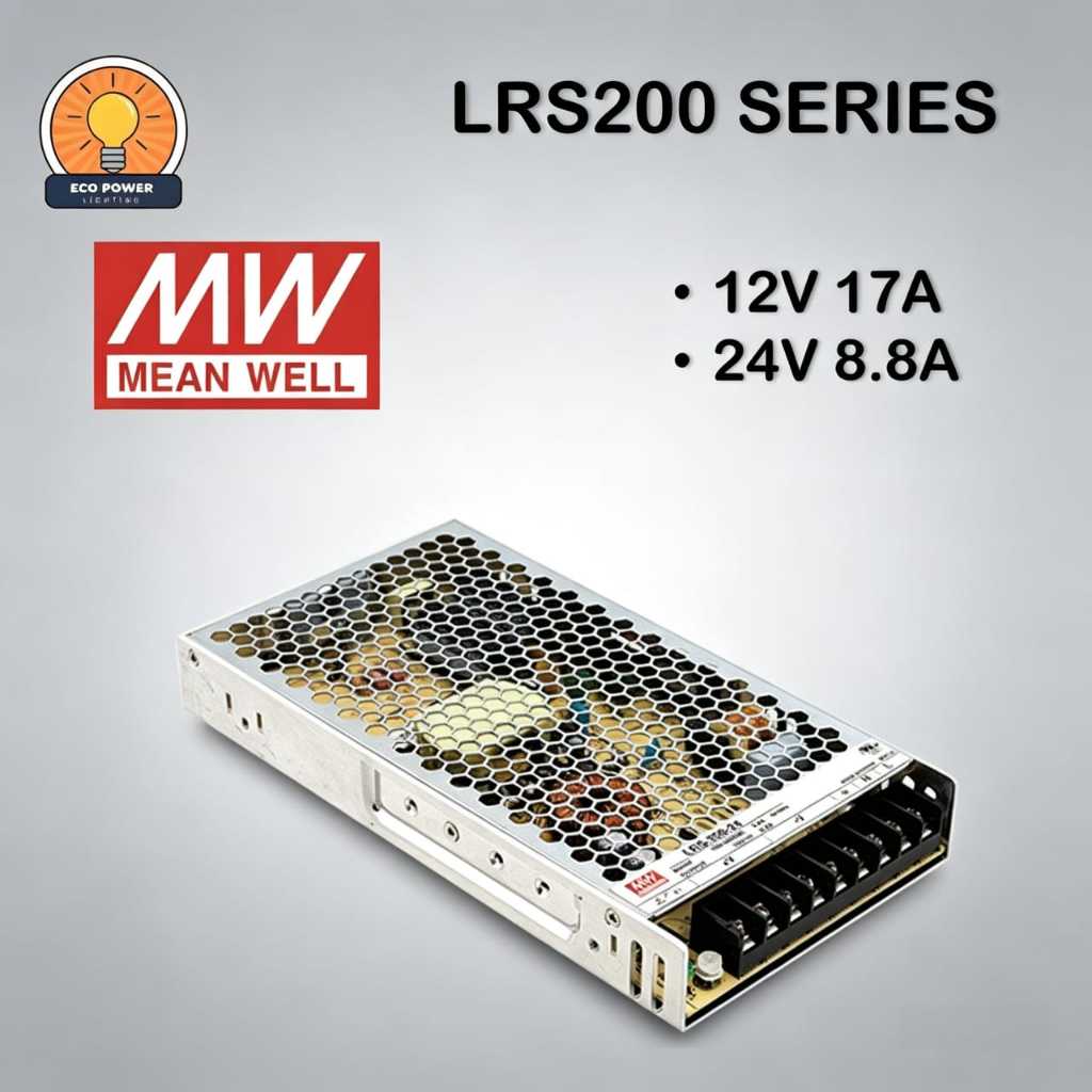 MEAN WELL LRS 200 Series Switching Power Supply 12V 17A / 24V 8.8A 200W