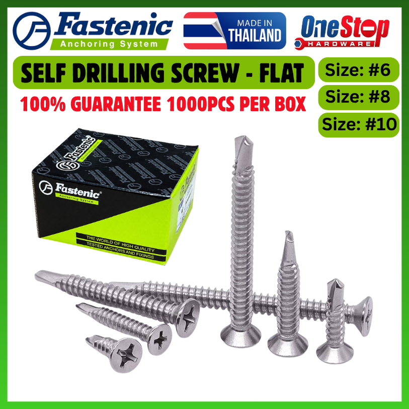 (1000 ชิ้น/กล่อง) FASTENIC FLAT HEAD SELFIVE DRILLING SCREW/SCREW SHERA/SKRU SHERA/SCREW BESI
