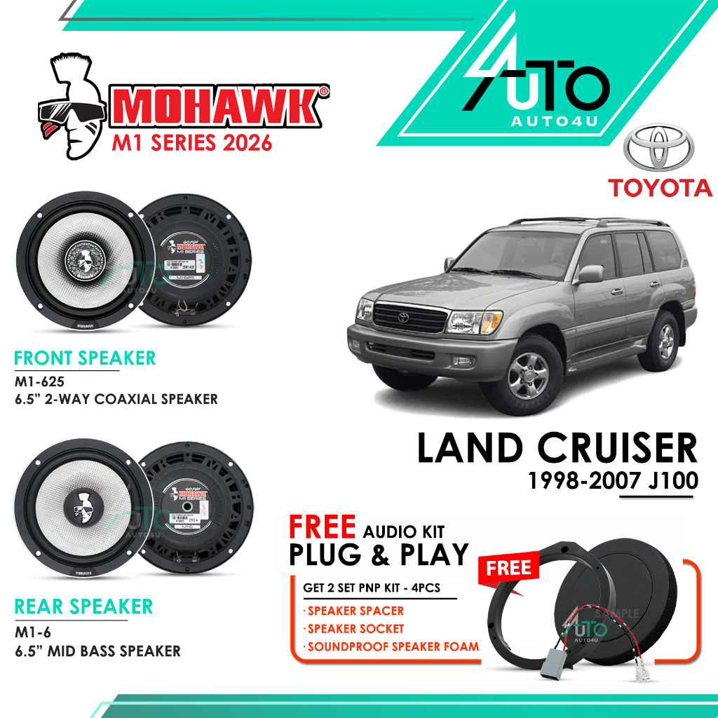 Mohawk M1 Series 2026 PnP Toyota LAND CRUISER J100 1998-2007 ลําโพงรถยนต์ 6.5 นิ้ว Bass Vocal M1-625
