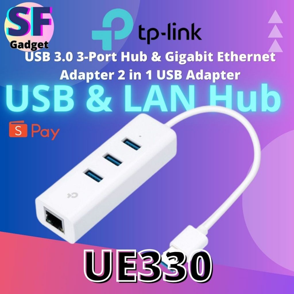 TP-Link UE330 USB 3.0 3-Port Hub & Gigabit Ethernet Adapter อะแดปเตอร์ USB 2 in 1